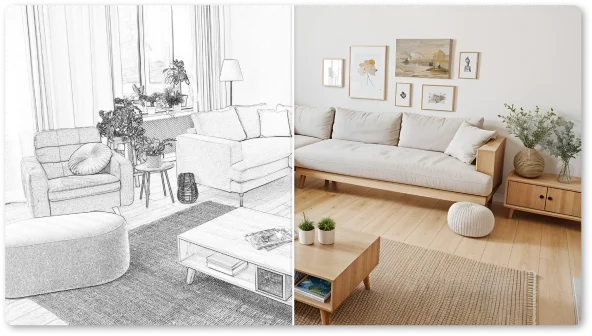 AI room design, From Sketches to Visuals Instantly